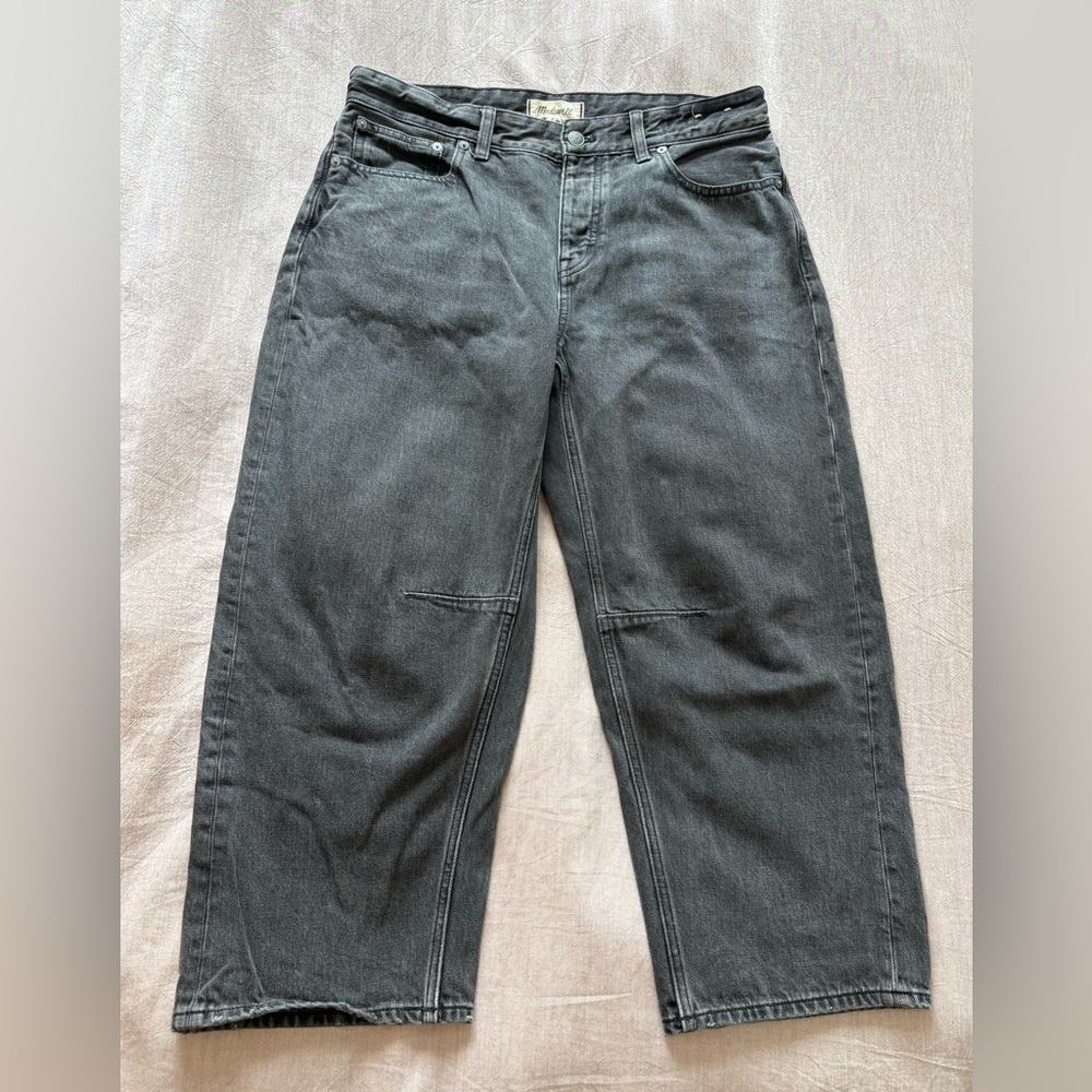 Madewell The Darted Barrel Leg Charcoal Jeans Petite Size